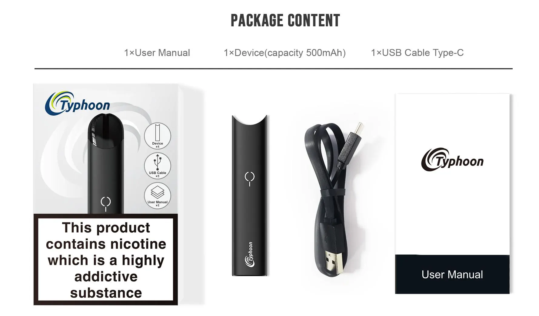 typhoon vape kit package content